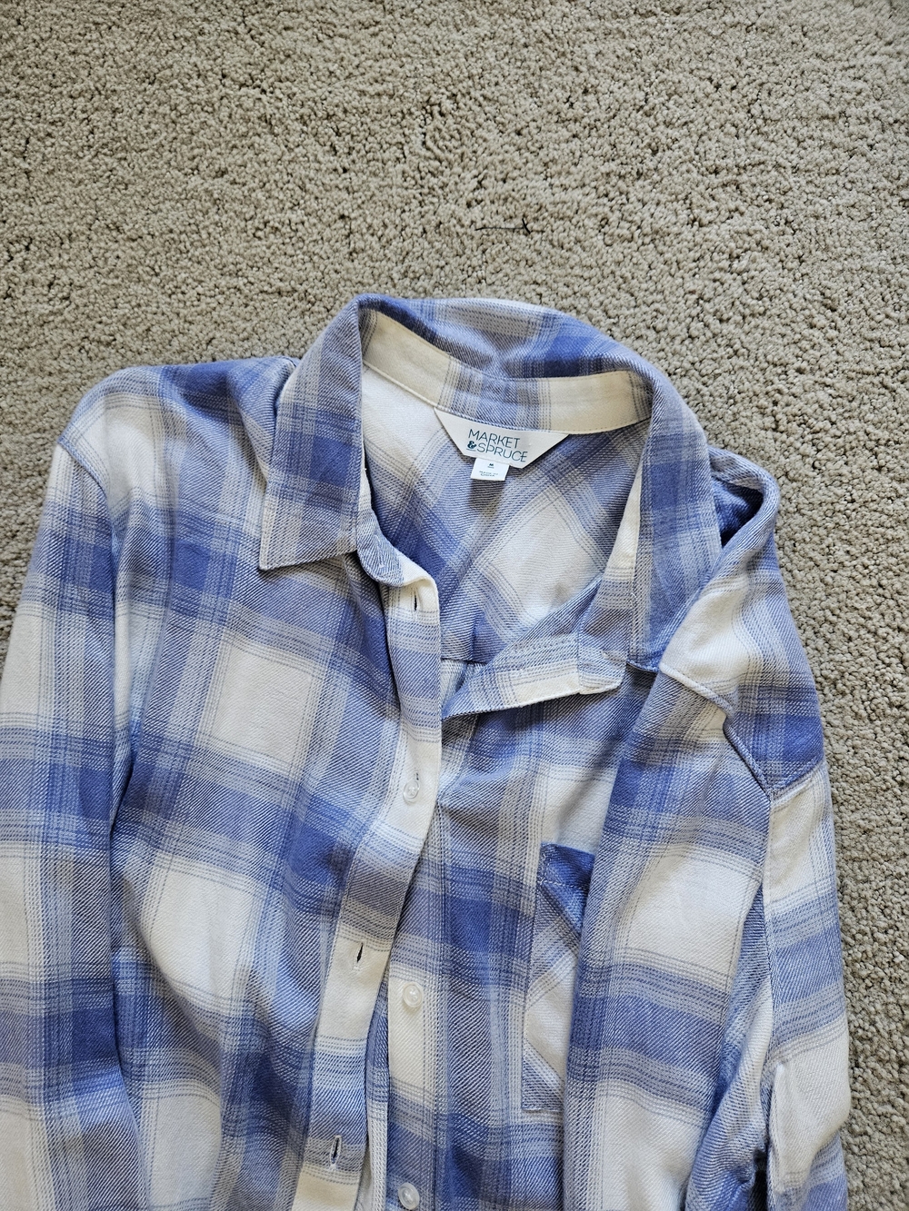 Market & Spruce Blue Plaid Button-Up Shirt - Picture 3 of 4